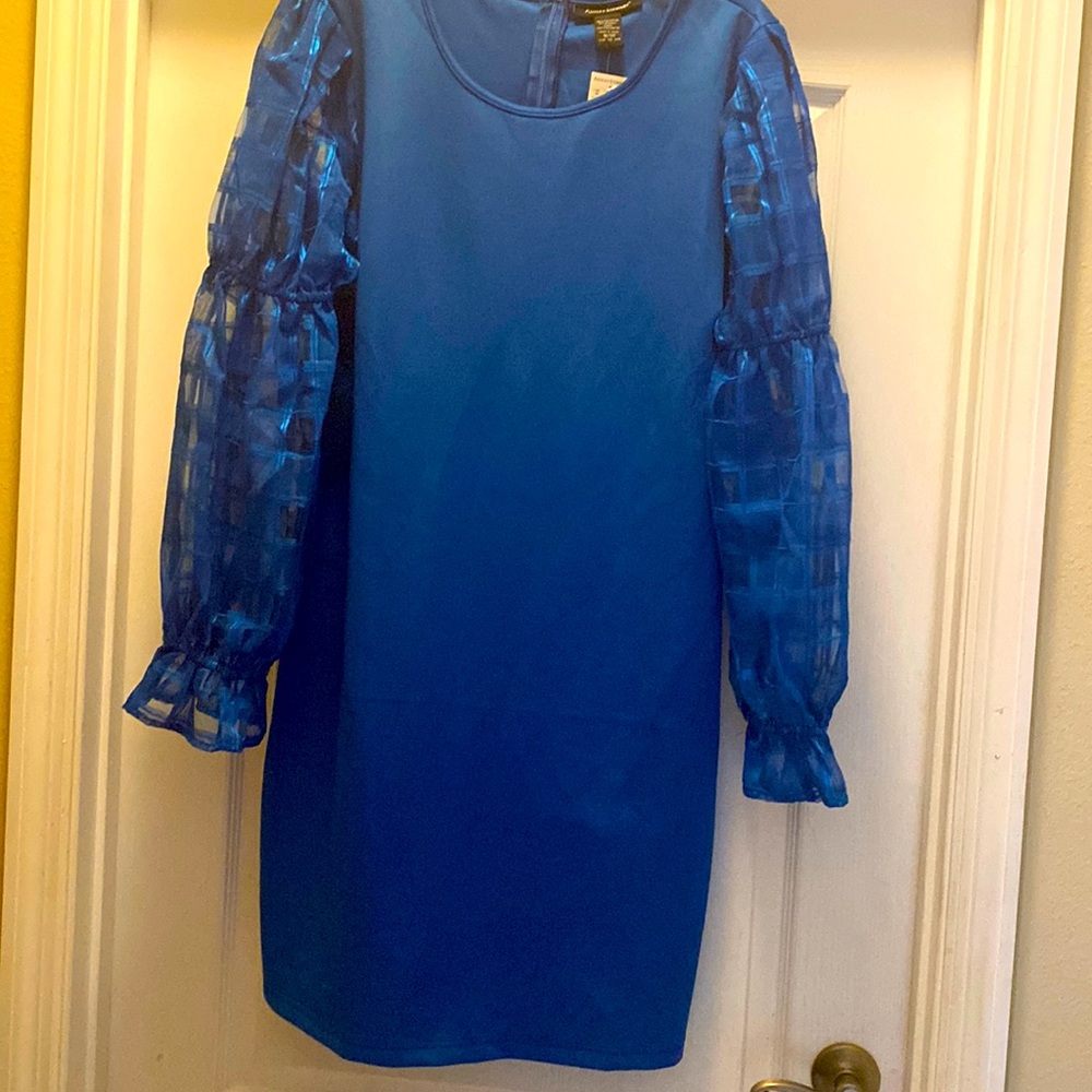 Blue puff sleeve dress